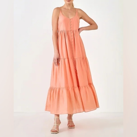 Endless Rose Button Detail Tiered Maxi Dress - Picture 1 of 7